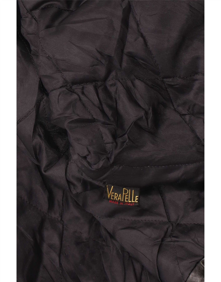 Giacca in pelle vintage da donna UK 14 grande nera
