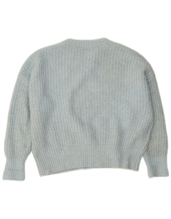 Maglione maglione oversize con scollo a barca da donna Zara UK 14 Poliestere blu medio