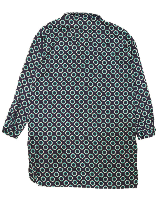 Abito a trapezio a maniche lunghe da donna Zara UK 16 Large blu navy geometrico