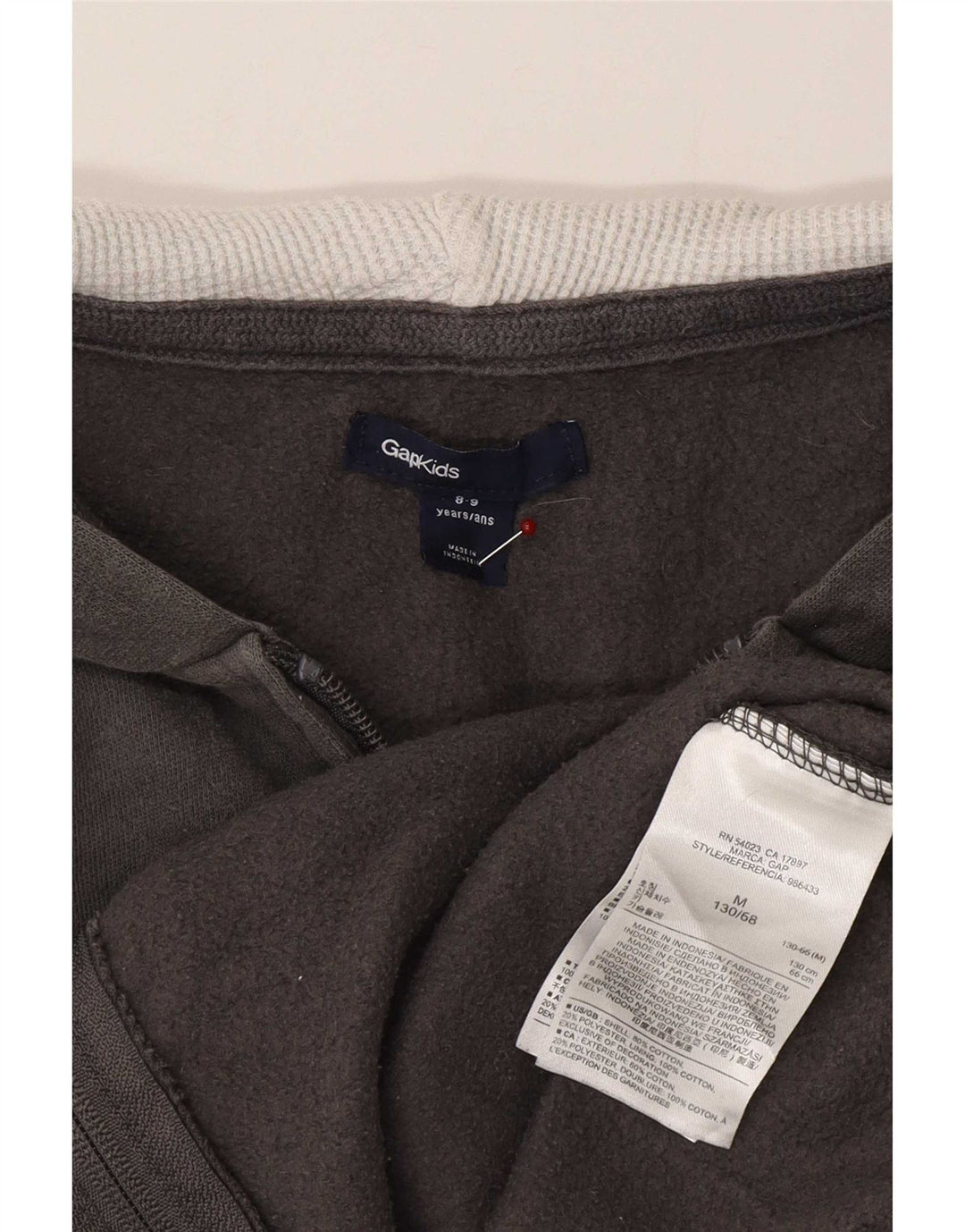 Maglione con cappuccio e zip grafica per ragazzi Gap 8-9 anni in cotone grigio
