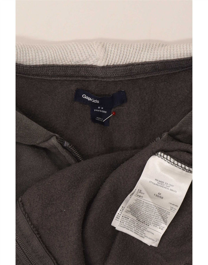 Maglione con cappuccio e zip grafica per ragazzi Gap 8-9 anni in cotone grigio
