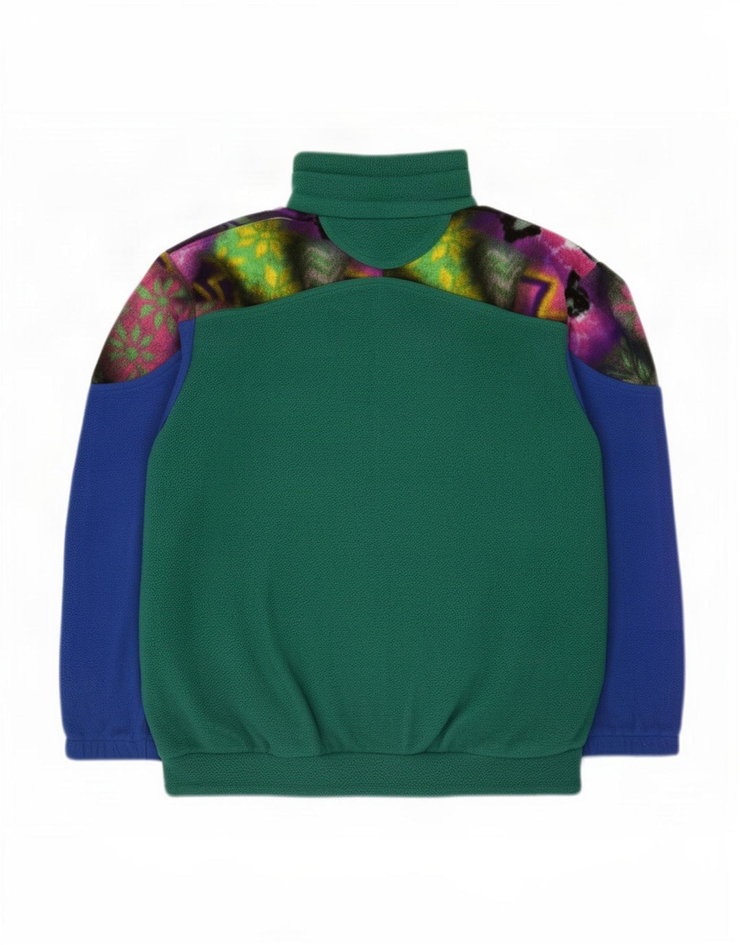 Maglione in pile da uomo vintage con bottone e collo in poliestere color block verde medio