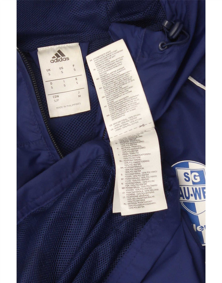 Giacca antipioggia con cappuccio grafico da uomo Adidas UK 36 Small nylon blu