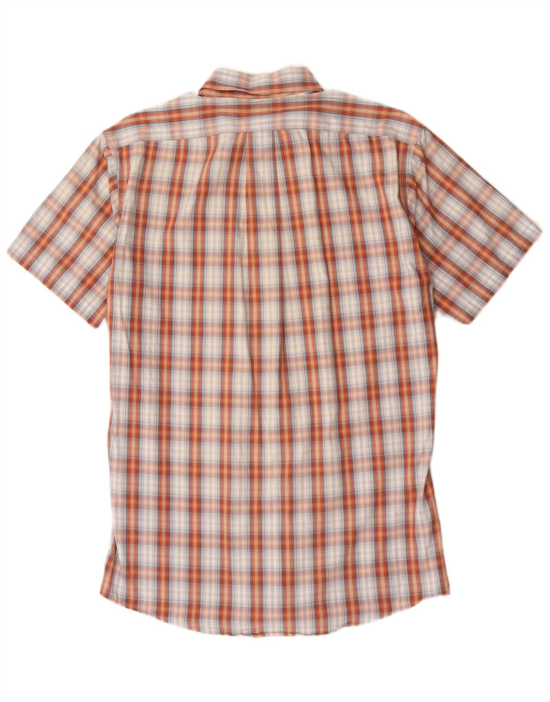 Camicia da uomo a maniche corte classica Eddie Bauer in cotone a quadri arancione piccolo