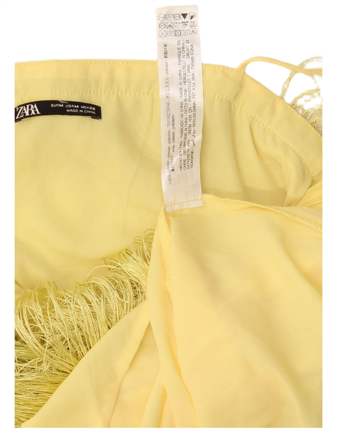 Abito Charleston da donna Zara UK 12 Poliestere giallo medio