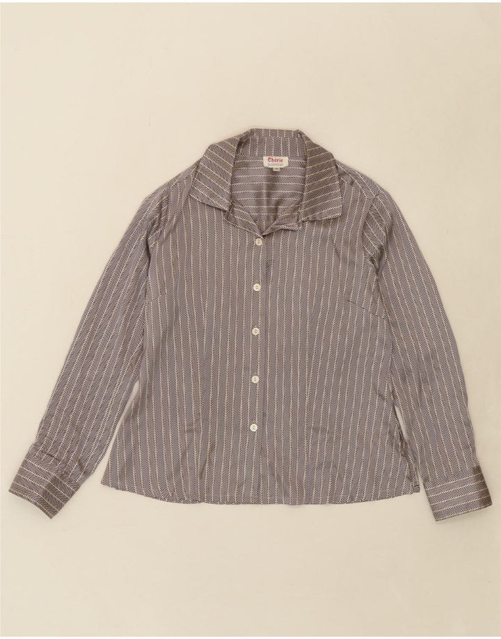 CHERIE Womens Shirt Blouse IT 42 Medium Purple Striped Polyester Vintage cherie and Second-Hand cherie from Messina Hembry 