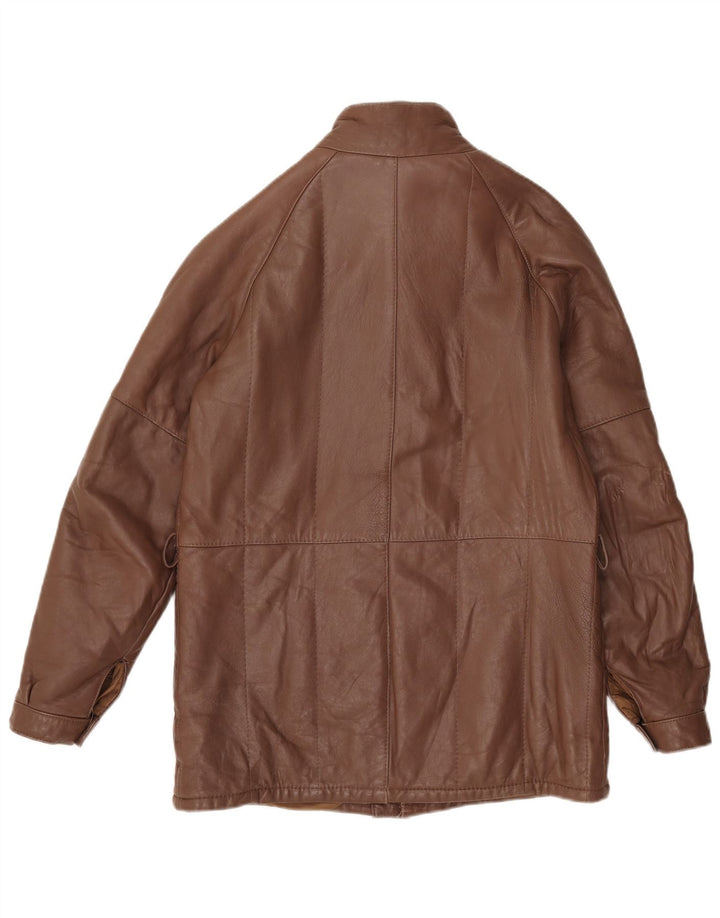 Giacca in pelle vintage da uomo IT 48 in pelle marrone medio