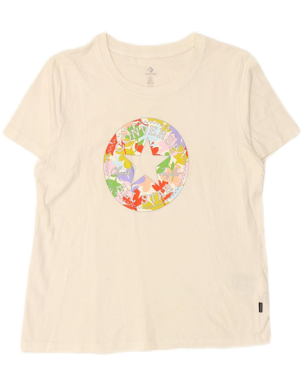 CONVERSE Womens Graphic T-Shirt Top UK 18 XL White Cotton