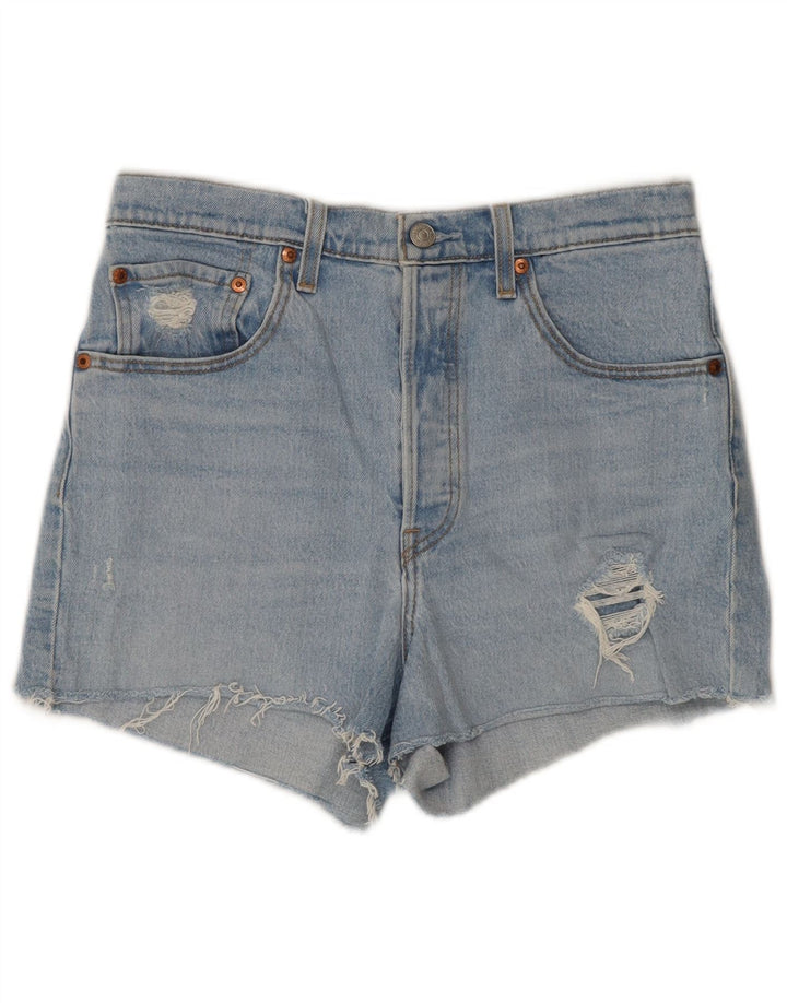LEVI'S Womens Ribcage High Waist Distressed Denim Shorts W30 Medium Blue
