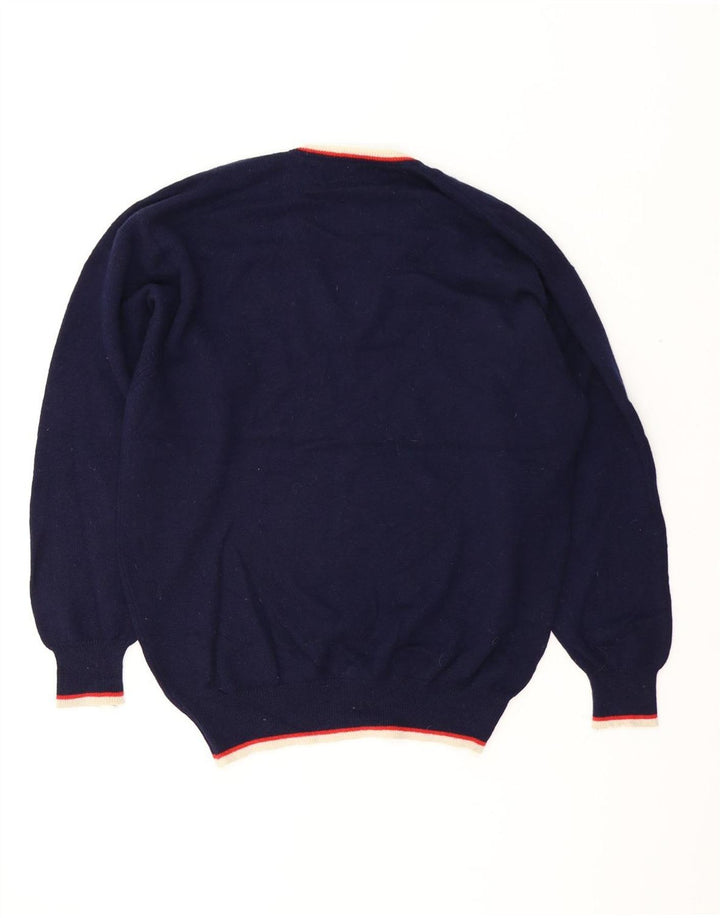 Maglione da uomo Pringle con scollo a V, grande, in lana vergine blu navy