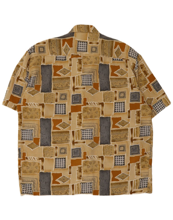 Camicia vintage da uomo a maniche corte taglia 45 XL Patchwork beige