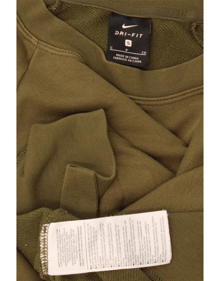 Felpa corta oversize da donna Nike, maglione UK 10, piccola, poliestere kaki