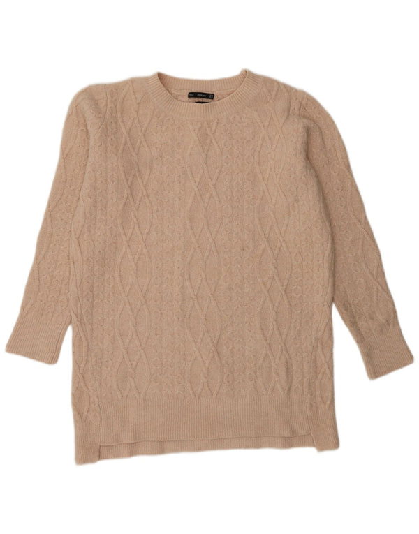 Maglione girocollo girocollo lungo da donna Zara UK 14 Beige medio