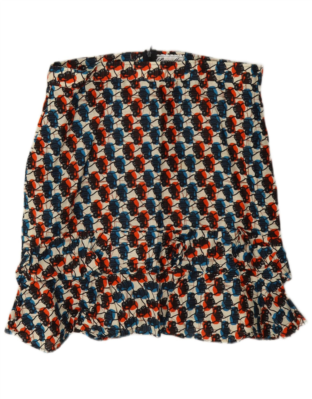 Gonna vintage con volant motivo astratto da donna XL W32 multicolore