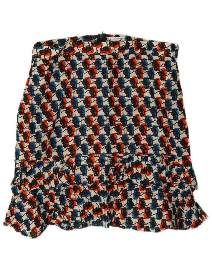 Gonna vintage con volant motivo astratto da donna XL W32 multicolore