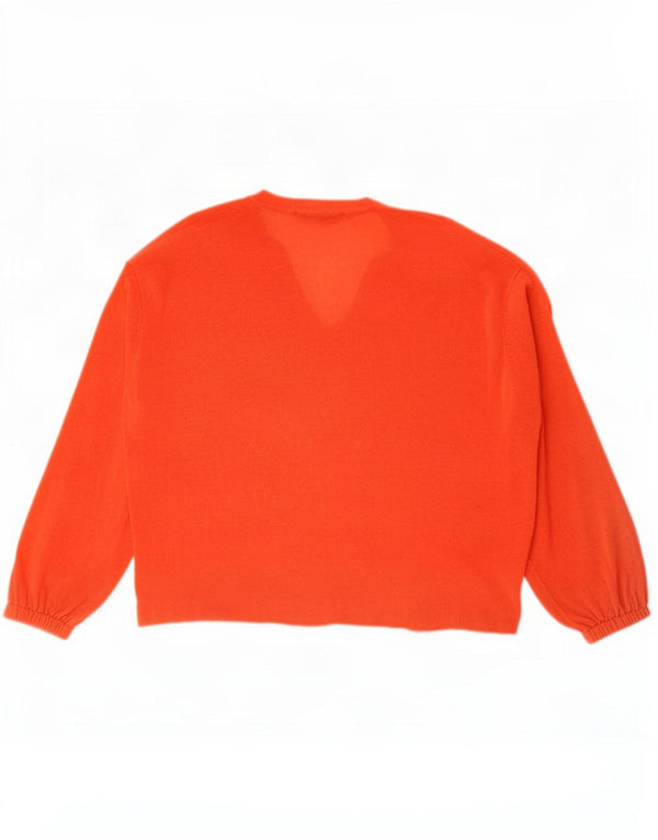 Zara Womens Oversized V-Neck Jumper Sweater UK 16 Large Orange