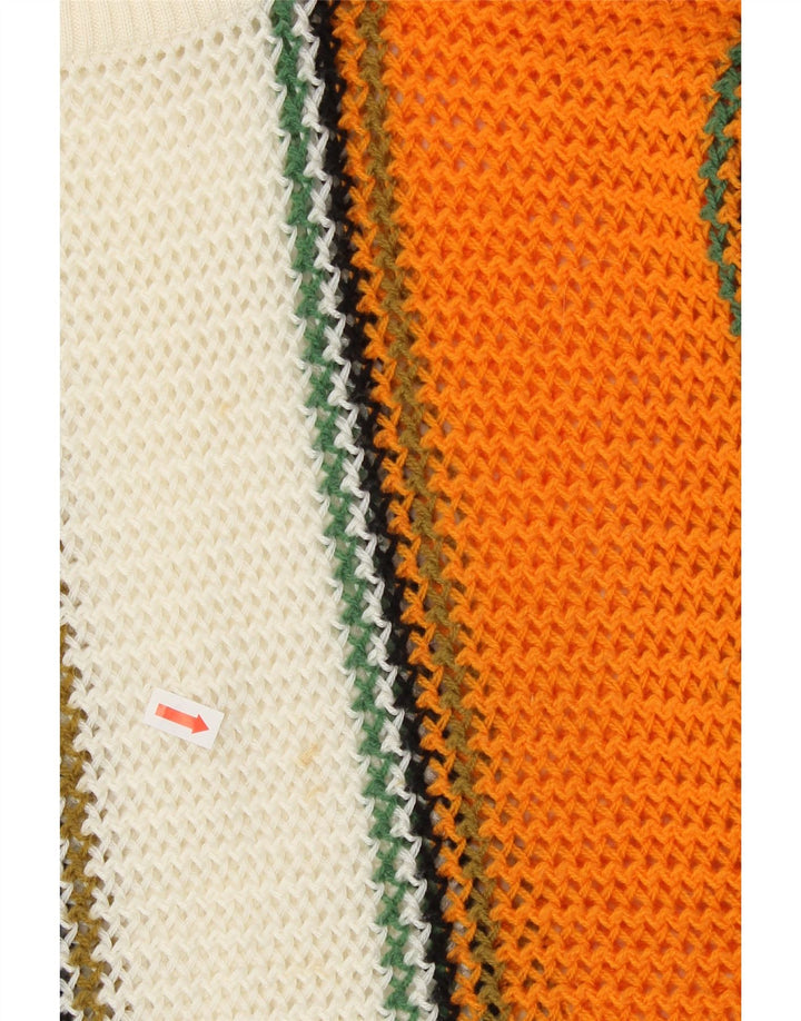 VINTAGE Womens Crew Neck Jumper Sweater UK 12 Medium Multicoloured Striped Vintage Vintage and Second-Hand Vintage from Messina Hembry 