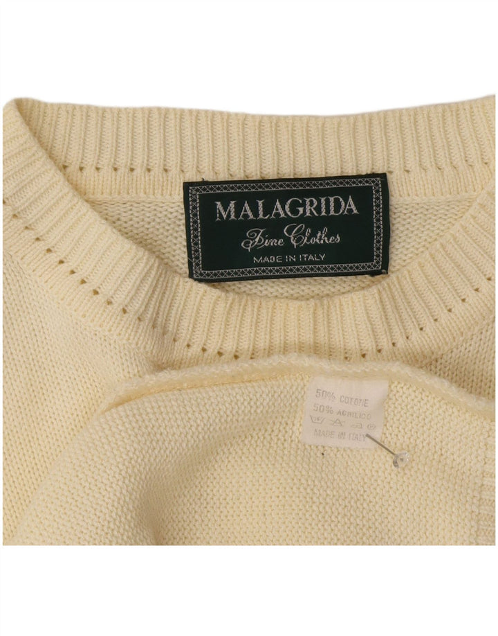 Malagrida Maglione girocollo grafico da uomo XL in cotone beige