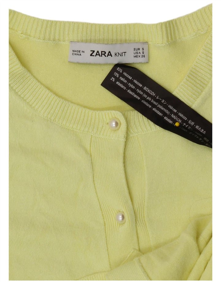 Maglione cardigan da donna Zara UK 10 piccolo in viscosa gialla