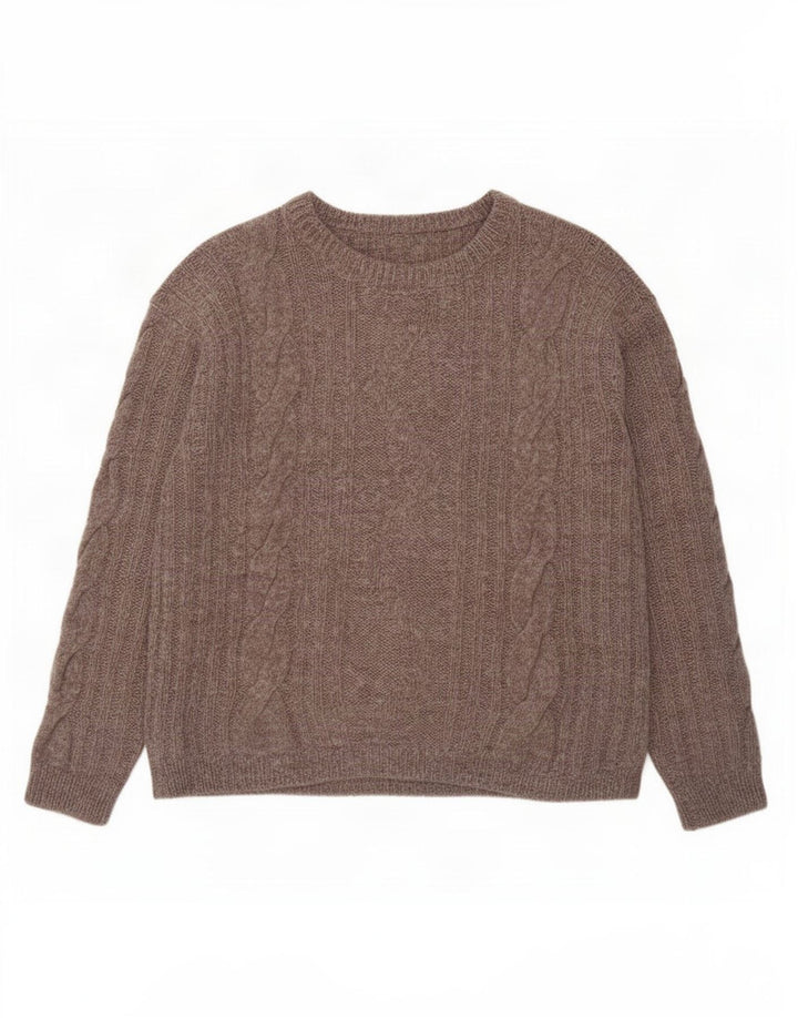 Maglione maglione girocollo da donna vintage UK 14 Grigio medio
