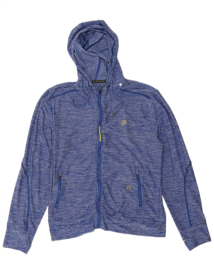 Maglione con cappuccio e zip da uomo Fila in poliestere chiazzato blu navy medio