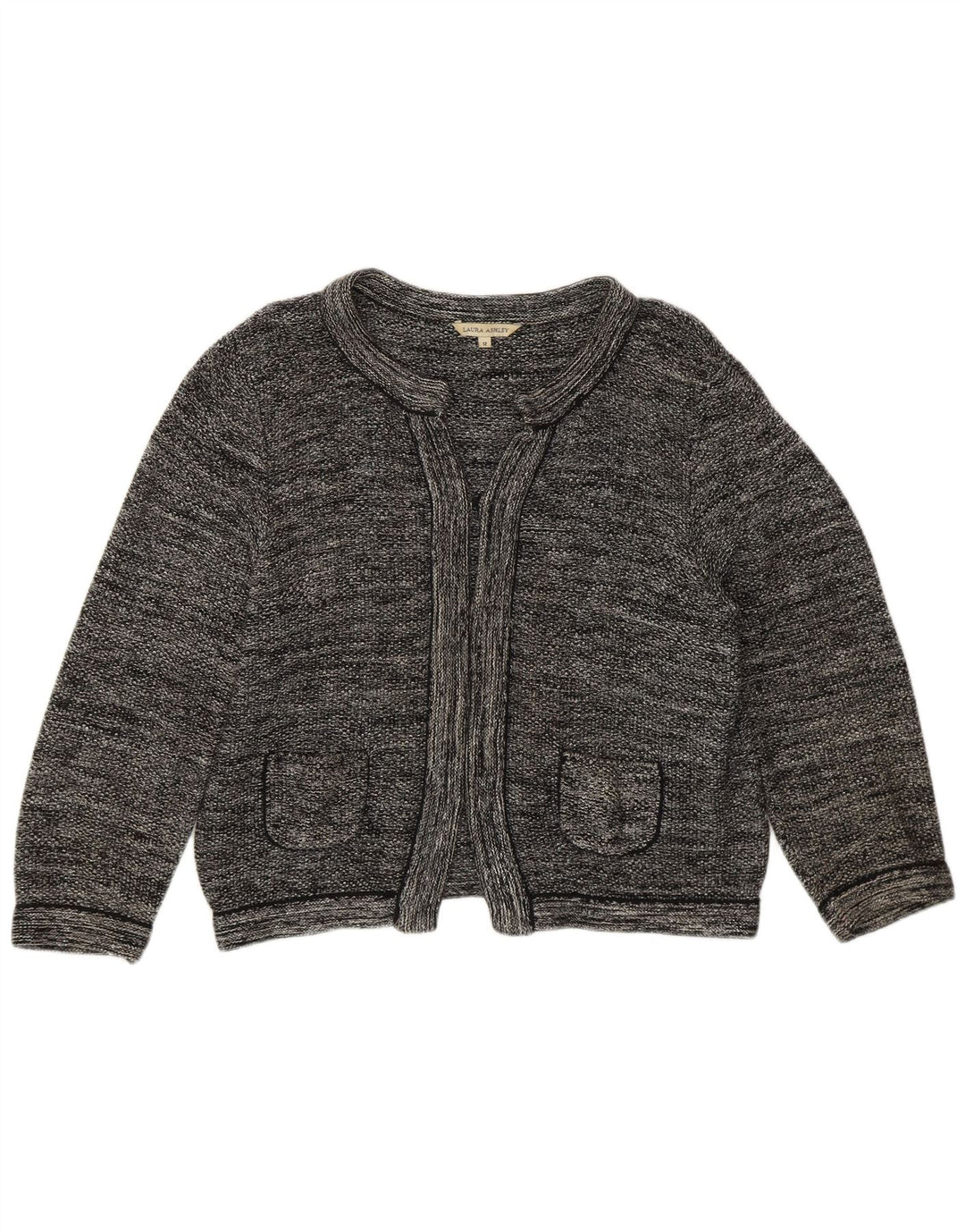 Maglione Bolero aperto da donna Laura Ashley UK 12 Cotone grigio medio