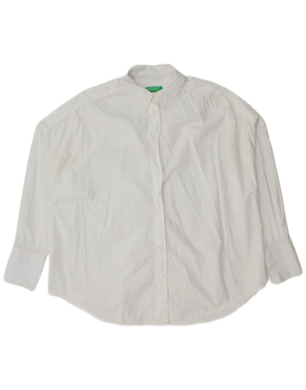 Camicia oversize da donna Benetton UK 10 piccola in cotone bianco