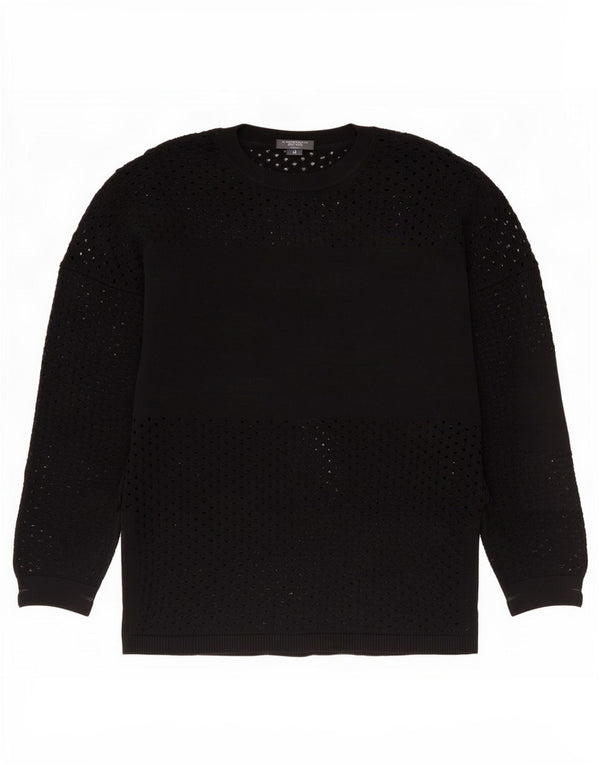 Maglione maglione girocollo oversize da donna Topshop UK 8 piccolo viscosa nera