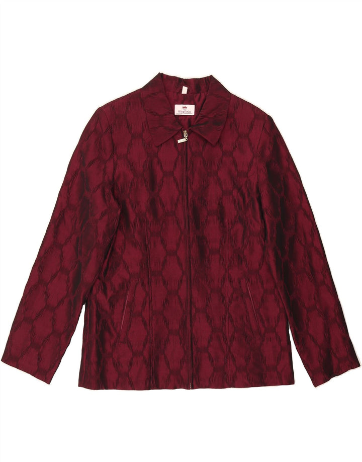 KINGFIELD Womens Blazer Jacket EU 40 Medium Burgundy Argyle/Diamond Vintage Kingfield and Second-Hand Kingfield from Messina Hembry 