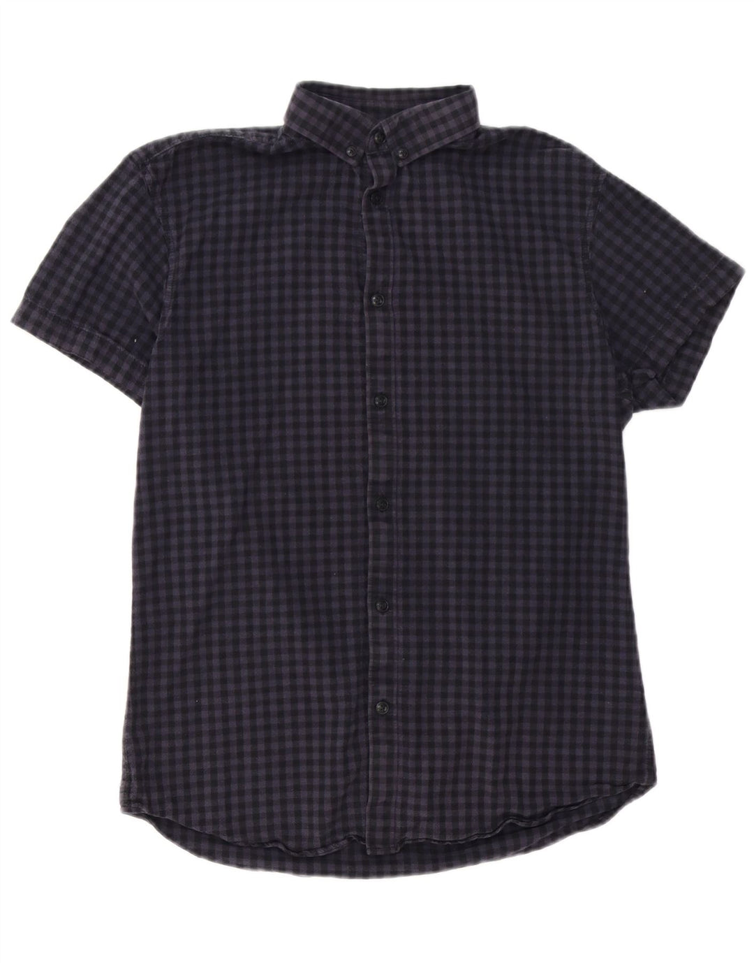 Jack & Jones Camicia da uomo a maniche corte vestibilità regolare piccola a quadretti blu navy