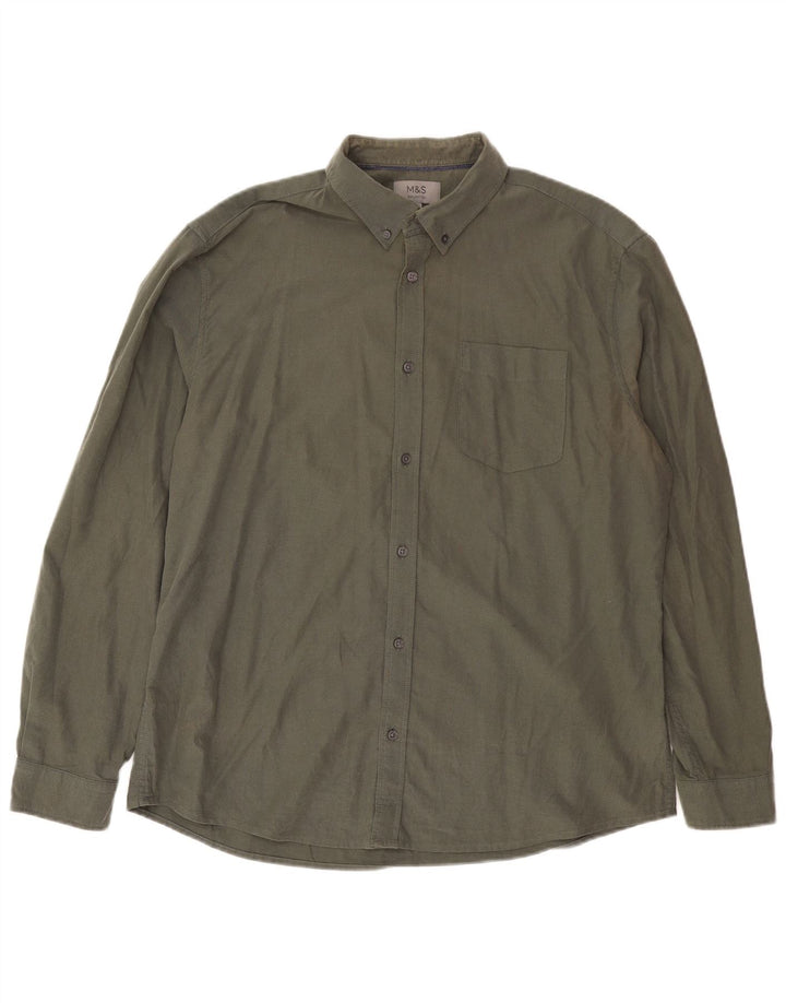 Camicia da uomo Marks & Spencer XL in cotone kaki