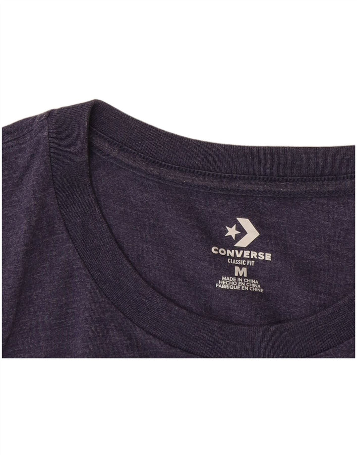 Converse T-shirt da donna dalla vestibilità classica Top UK 12 Medium Navy Blue Flecked