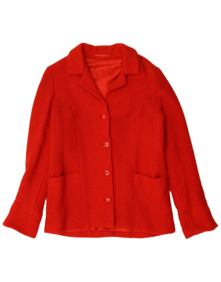 Giacca blazer da donna a 4 bottoni VINTAGE UK 16 grande rossa