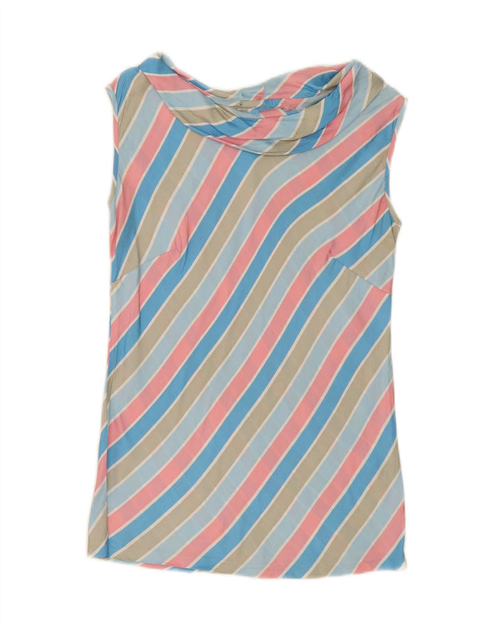 VINTAGE Womens Sleeveless Blouse Top UK 10 Small Multicoloured Striped Vintage Vintage and Second-Hand Vintage from Messina Hembry 