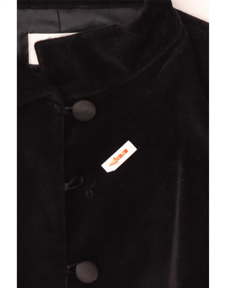 Giacca blazer vintage da donna a 6 bottoni UK 14 cotone nero medio