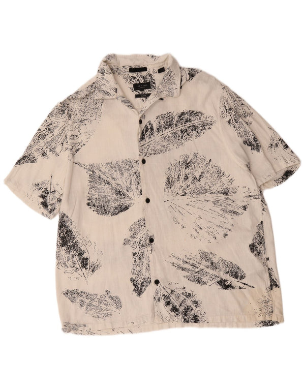 Ted Baker Camicia da uomo a maniche corte vestibilità comoda taglia 5 XL bianca floreale