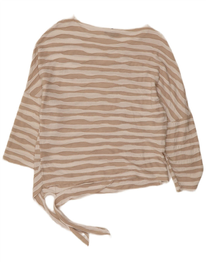 PHASE EIGHT Womens Top 3/4 Sleeve UK 12 Medium  Beige Striped Viscose