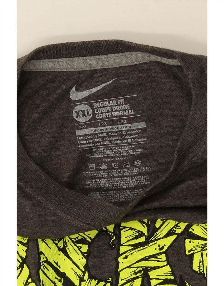 T-shirt grafica da uomo con vestibilità regolare NIKE 2XL in cotone grigio