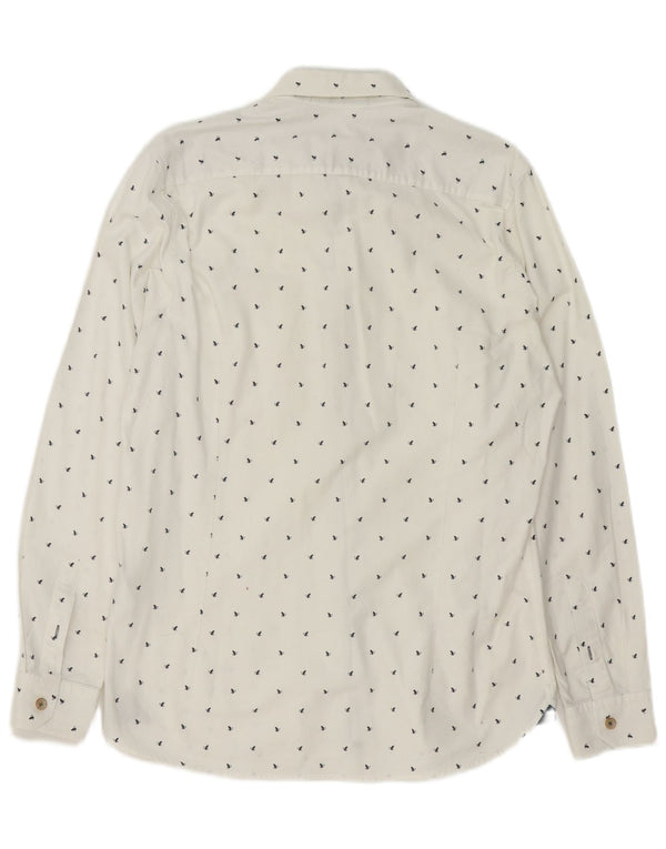 Ted Baker Camicia da uomo con motivo astratto taglia 4 grande cotone bianco