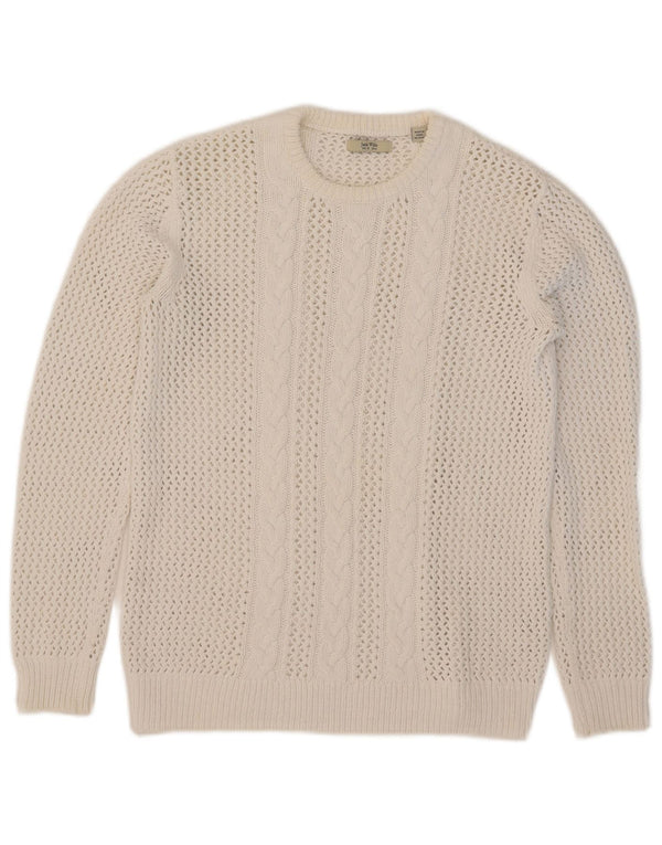Maglione maglione girocollo da donna Jack Wills UK 10 piccolo cotone bianco
