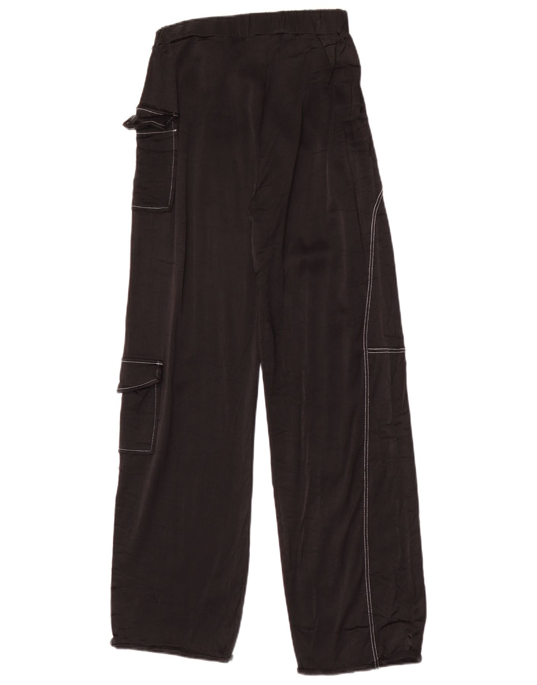 Pantaloni cargo Zara da donna a gamba larga piccoli W26 L27 viscosa nera