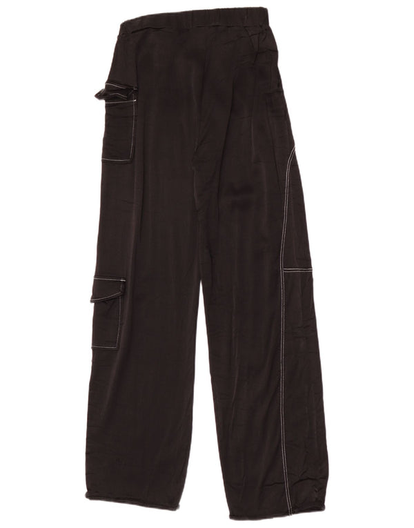 Pantaloni cargo Zara da donna a gamba larga piccoli W26 L27 viscosa nera