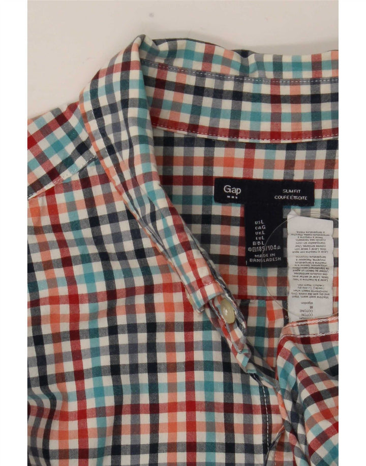 Gap Camicia da uomo slim fit grande in cotone a quadretti multicolore