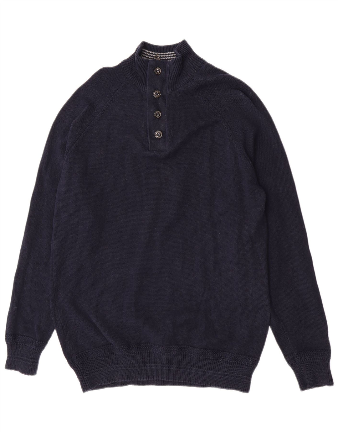 Maglione da uomo Marks & Spencer con bottoni e collo blu navy medio