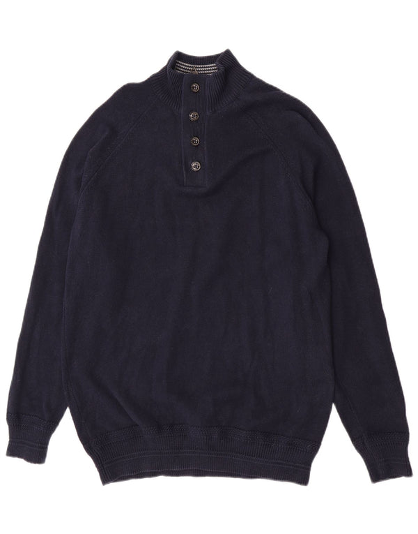 Maglione da uomo Marks & Spencer con bottoni e collo blu navy medio