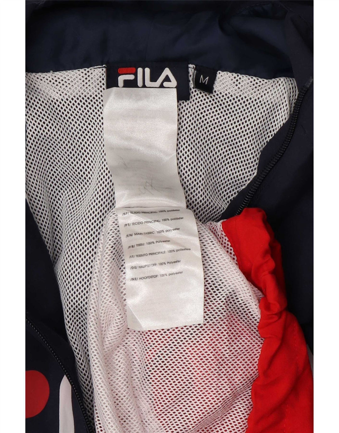 Giacca sportiva da uomo con cappuccio grafico Fila, color block medio blu navy