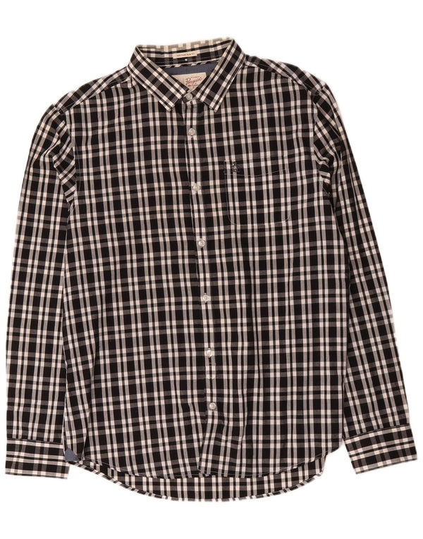 Camicia Penguin Heritage da uomo slim fit, grande cotone a quadri neri
