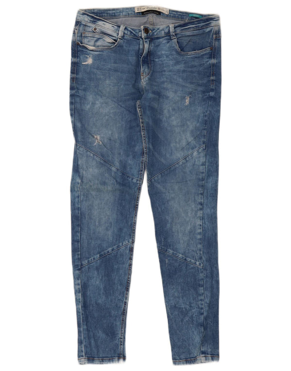Jeans skinny Zara da donna con lavaggio acido Trafaluc EU 42 Large W32 L30 Blu