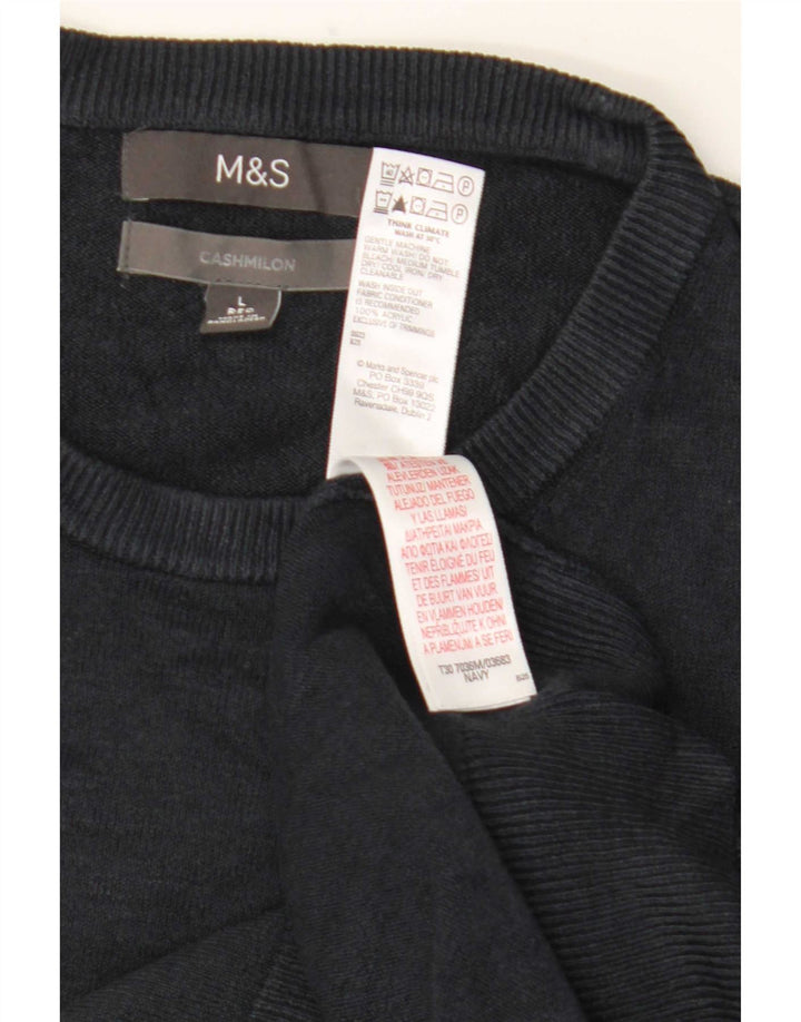 Maglione maglione girocollo da uomo Marks & Spencer grande acrilico blu navy