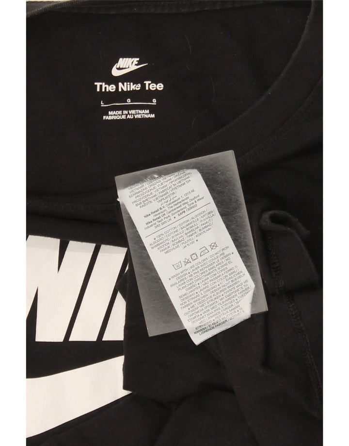 Top grafico da donna Nike manica lunga UK 16 grande cotone nero